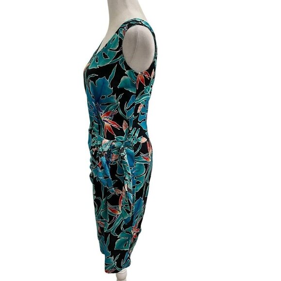 Hilo Hattie Hawaiian Faux Wrap Sun Dress Birds of Paradise Leaf Floral size XS - Picture 3 of 7